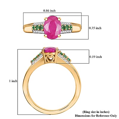 D'Joy Montepuez Ruby, Multi Gemstone Ring in 18K Vermeil YG Over Sterling Silver 1.90 ctw (Size 10.0)