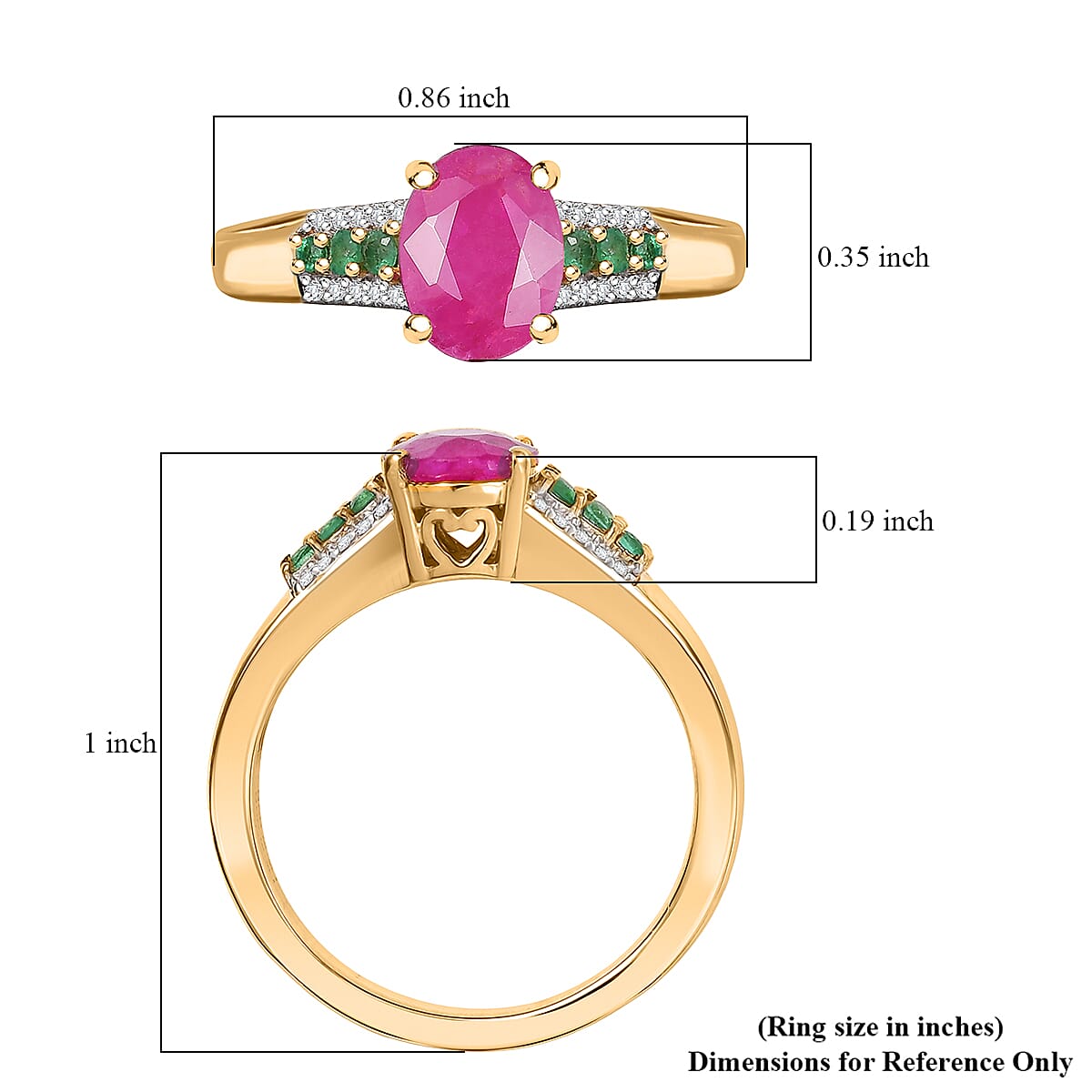 D'Joy Premium Montepuez Ruby and Multi Gemstone 1.90 ctw Verdant Flame Ring in 18K Vermeil Yellow Gold Over Sterling Silver (Size 8.0) image number 5