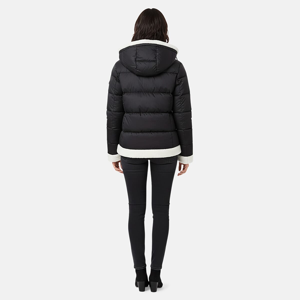 Doorbuster Tanbrige Black and White Sherpa Trim Puffer Jacket - M image number 1