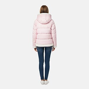  Tanbrige Pink and White Sherpa Trim Puffer Jacket - L
