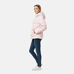  Tanbrige Pink and White Sherpa Trim Puffer Jacket - M