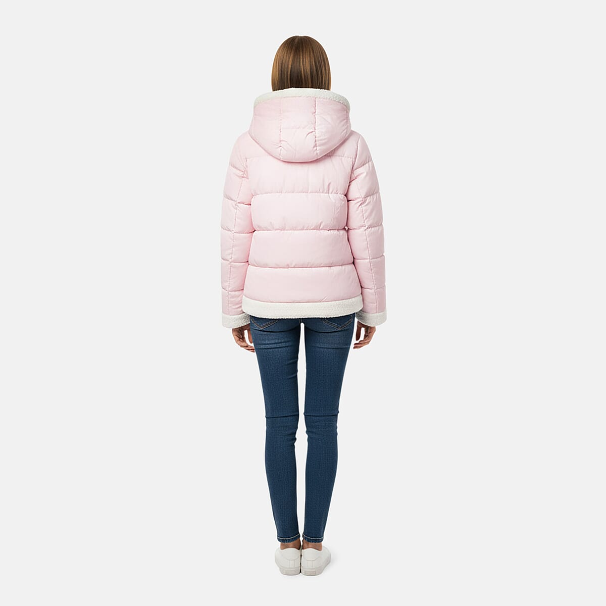  Tanbrige Pink and White Sherpa Trim Puffer Jacket - XL image number 1