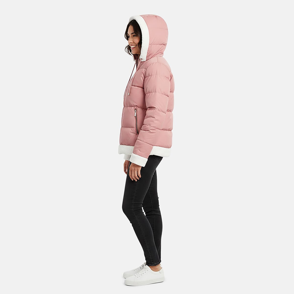  Hanton International Rose and Wine Sherpa Trim Puffer Jacket - M image number 2