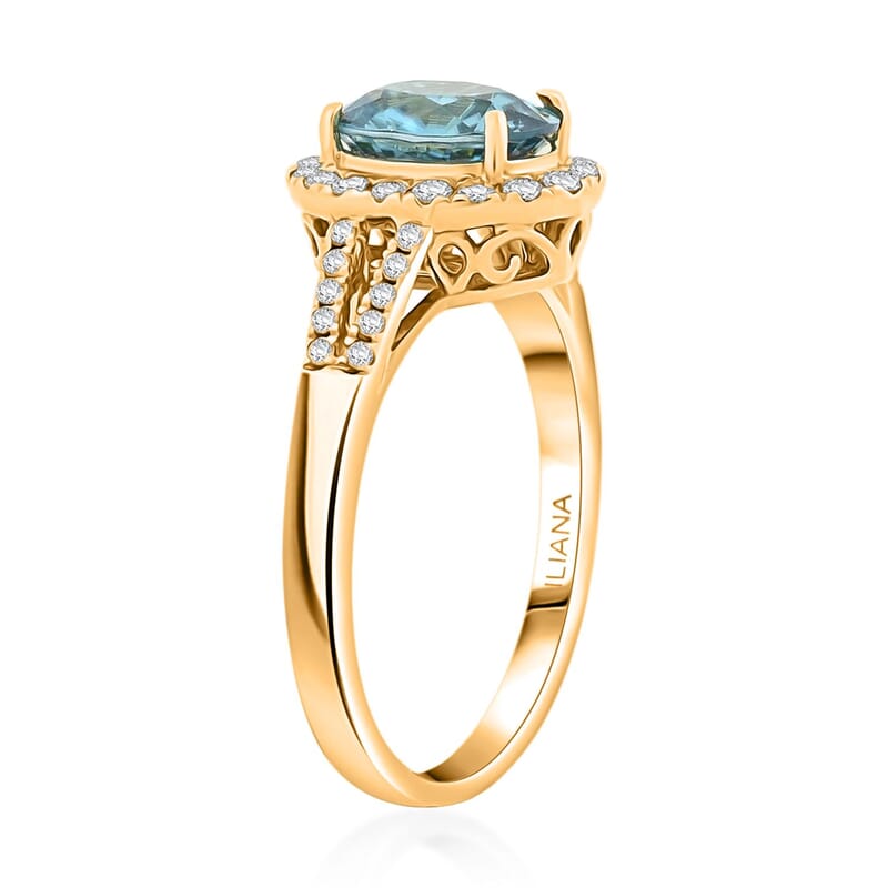 Certified & Appraised Iliana AAAA Cambodian Blue Zircon, Diamond Ring in 18K Yellow Gold 3.05 ctw (Size 10.0)