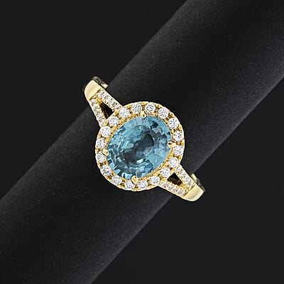 Certified & Appraised Iliana AAAA Cambodian Blue Zircon, Diamond Ring in 18K Yellow Gold 3.05 ctw (Size 5.0)