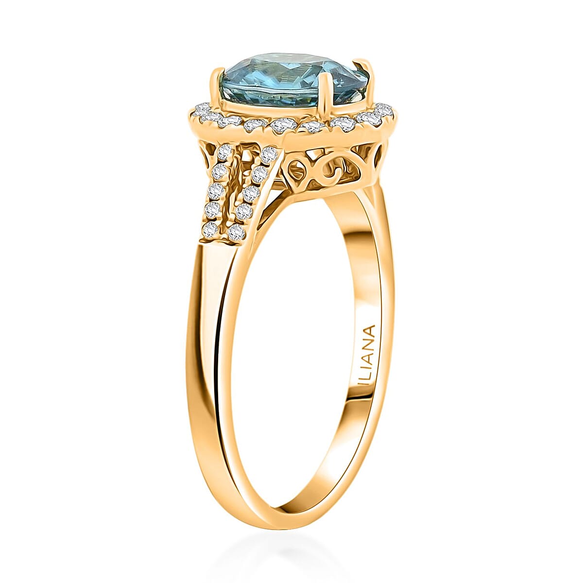 Certified & Appraised Iliana AAAA Cambodian Blue Zircon and G-H SI Diamond 3.05 ctw Ring in 18K Yellow Gold (Size 6.0) 5.10 Grams image number 3