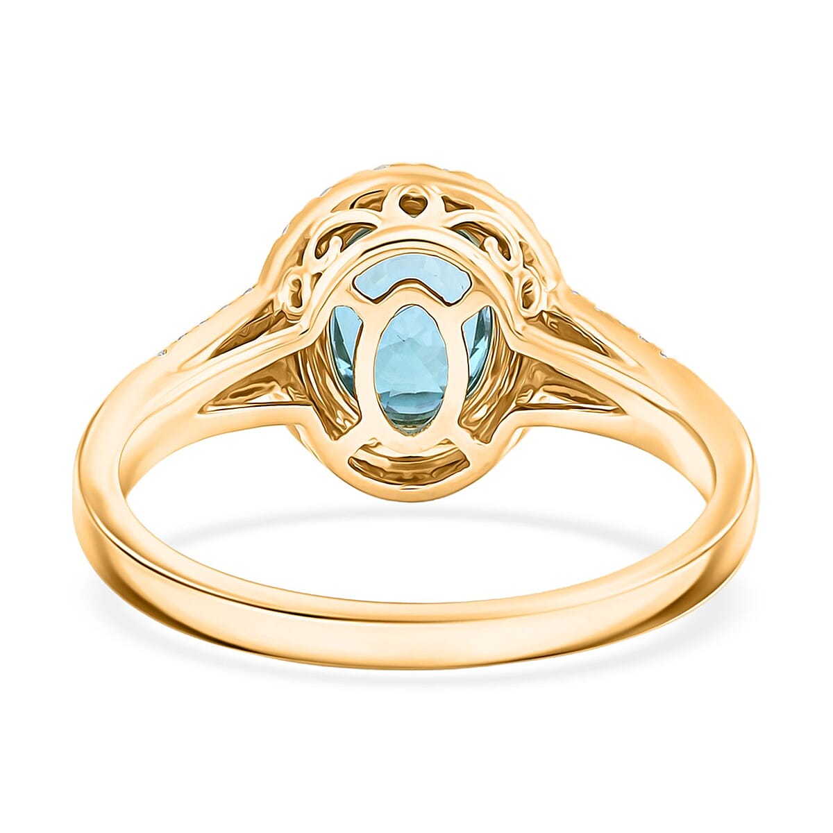 Certified & Appraised Iliana AAAA Cambodian Blue Zircon and G-H SI Diamond 3.05 ctw Ring in 18K Yellow Gold (Size 6.0) 5.10 Grams image number 4