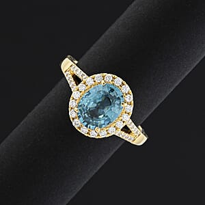 Certified Iliana AAAA Cambodian Blue Zircon, Diamond Ring in 18K Yellow Gold 3.05 ctw (Size 7.5)