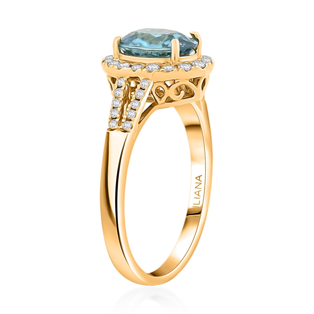 Iliana AAAA Cambodian Blue Zircon and G-H SI Diamond 3.05 ctw Ring in 18K Yellow Gold (Size 8.0) 5.10 Grams image number 3