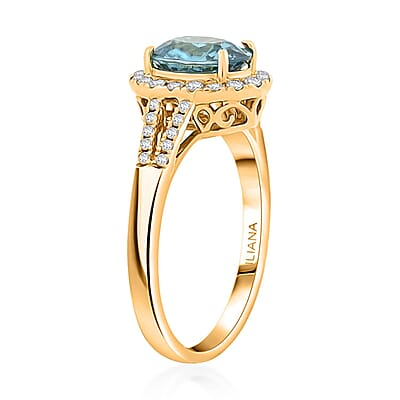 Certified & Appraised Iliana AAAA Cambodian Blue Zircon, Diamond Ring in 18K Yellow Gold 3.05 ctw (Size 8.0)
