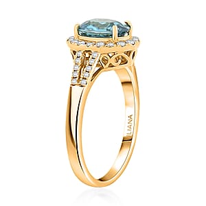 Certified Iliana AAAA Cambodian Blue Zircon, Diamond Ring in 18K Yellow Gold 3.05 ctw (Size 9.5)