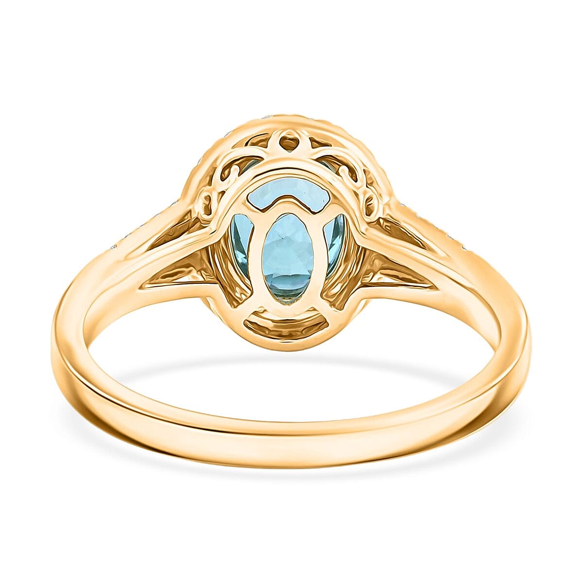 Certified & Appraised Iliana AAAA Cambodian Blue Zircon and  G-H SI Diamond 3.05 ctw Ring in 18K Yellow Gold (Size 9.5) 5.10 Grams image number 4