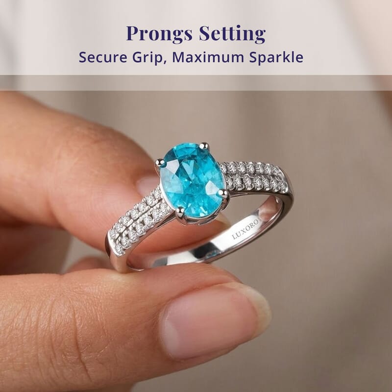 Certified Luxoro AAA Cambodian Blue Zircon, Diamond Ring in 14K White Gold 2.10 ctw (Size 10.0)