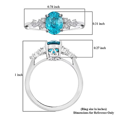 Certified & Appraised Luxoro AAA Cambodian Blue Zircon and G-H I2 Diamond 2.00 ctw Ring in 14K White Gold (Size 7.0)