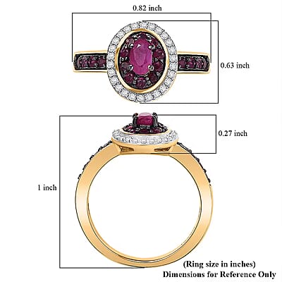 D'Joy Premium Montepuez Ruby and White Zircon 1.00 ctw Queen’s Whisper Ring in 18K Vermeil Yellow Gold Over Sterling Silver (Size 10.0) 