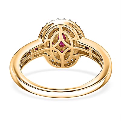 D'Joy Premium Montepuez Ruby and White Zircon 1.00 ctw Queen’s Whisper Ring in 18K Vermeil Yellow Gold Over Sterling Silver (Size 10.0) 