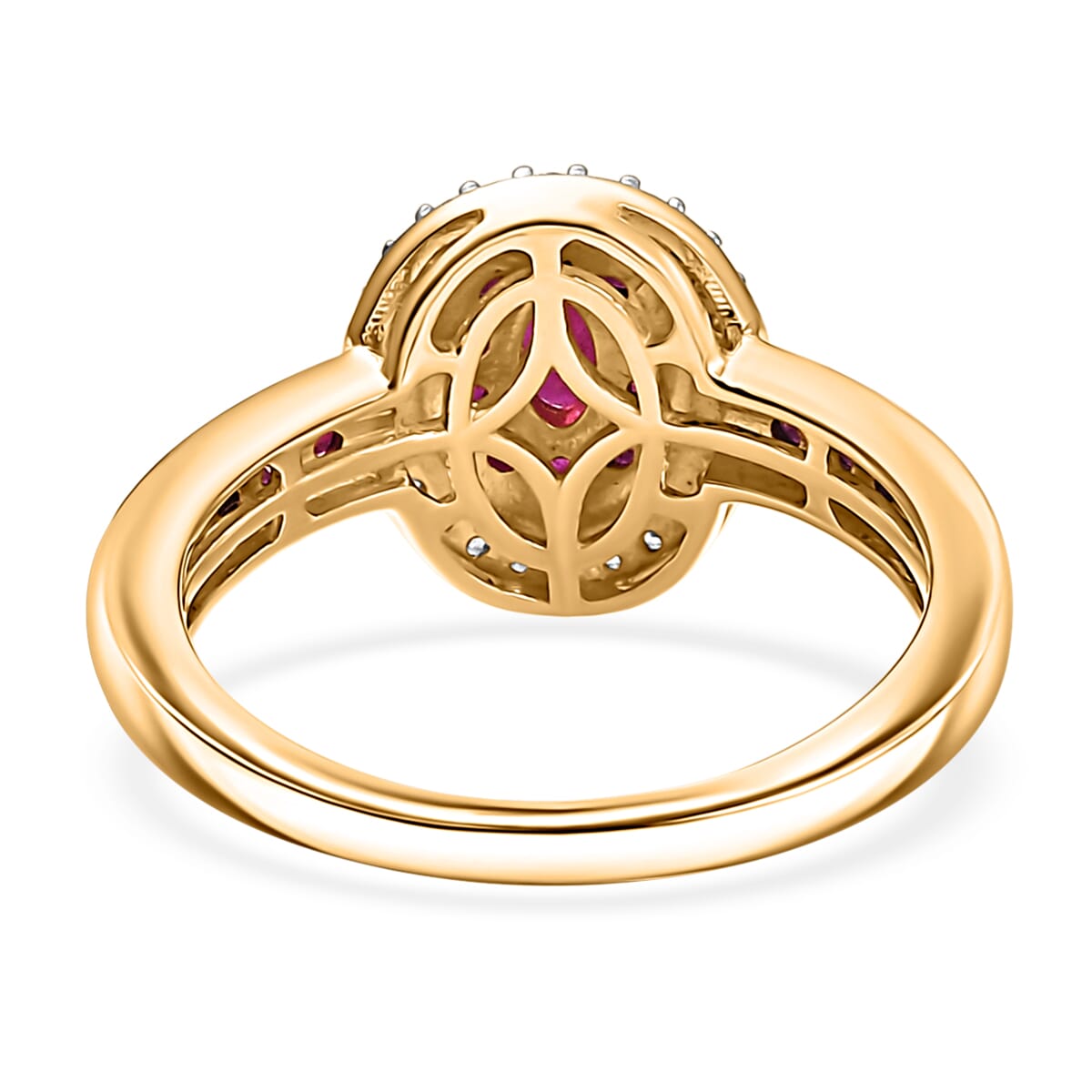 D’Joy Mozambique Ruby and White Zircon 1.10 ctw Queen’s Whisper Ring in 18K Vermeil Yellow Gold Over Sterling Silver (Size 7.0) image number 4