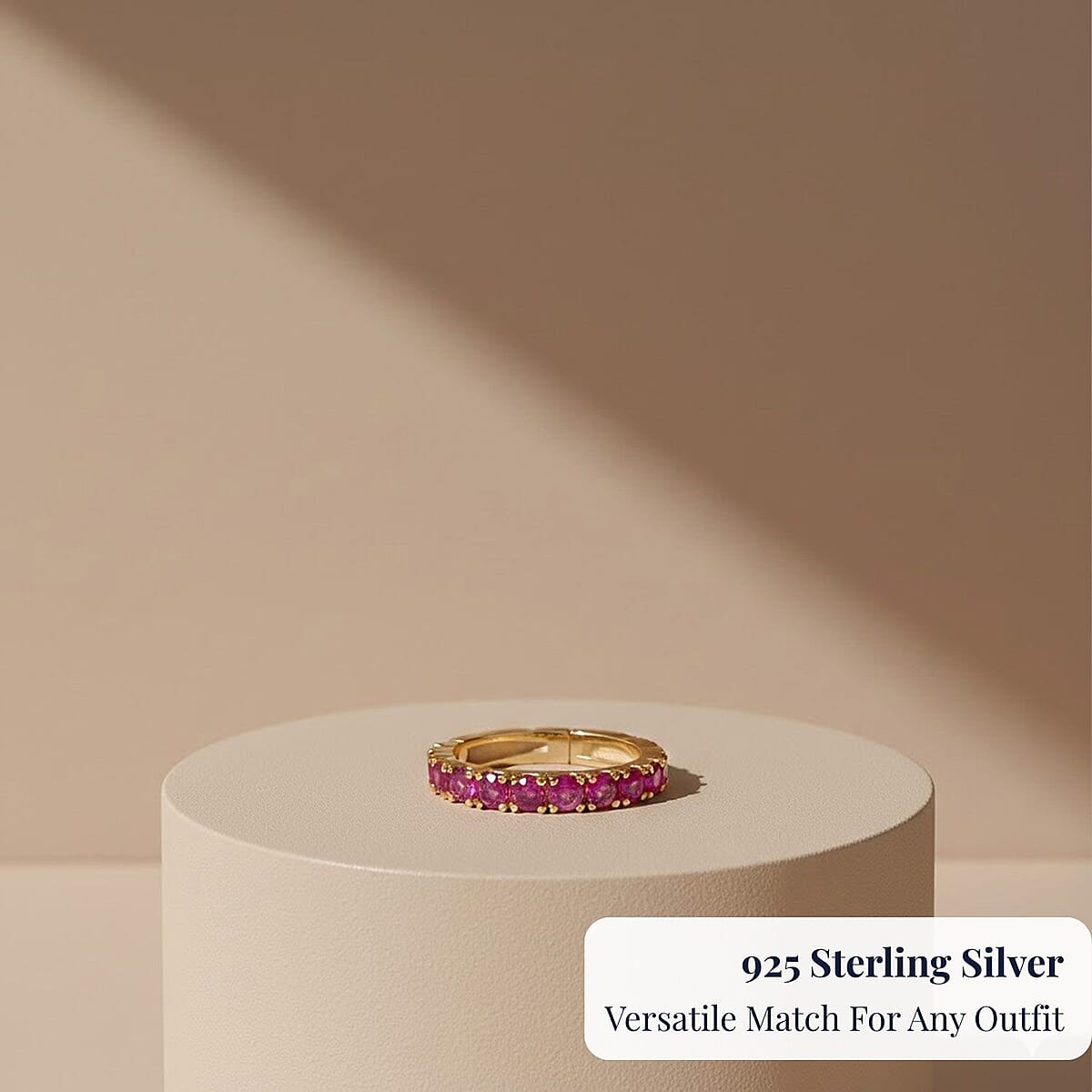 D'Joy Premium Montepuez Ruby 1.50 ctw Eternal Flame Ring in 18K Vermeil Yellow Gold Over Sterling Silver (Size 6.0)  image number 2