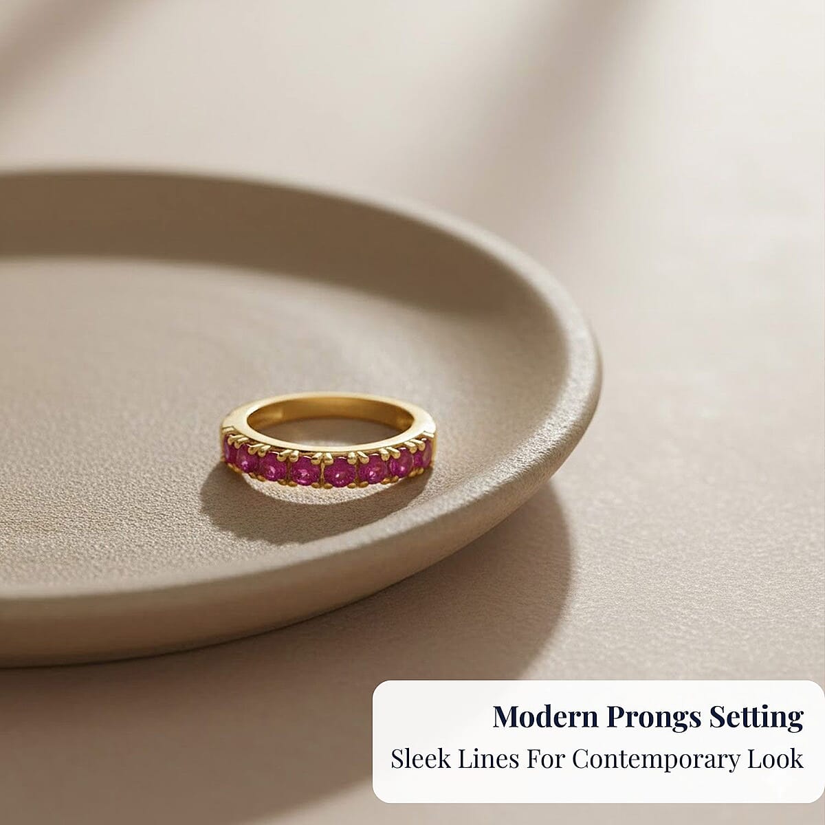 D'Joy Premium Montepuez Ruby 1.50 ctw Eternal Flame Ring in 18K Vermeil Yellow Gold Over Sterling Silver (Size 6.0)  image number 4