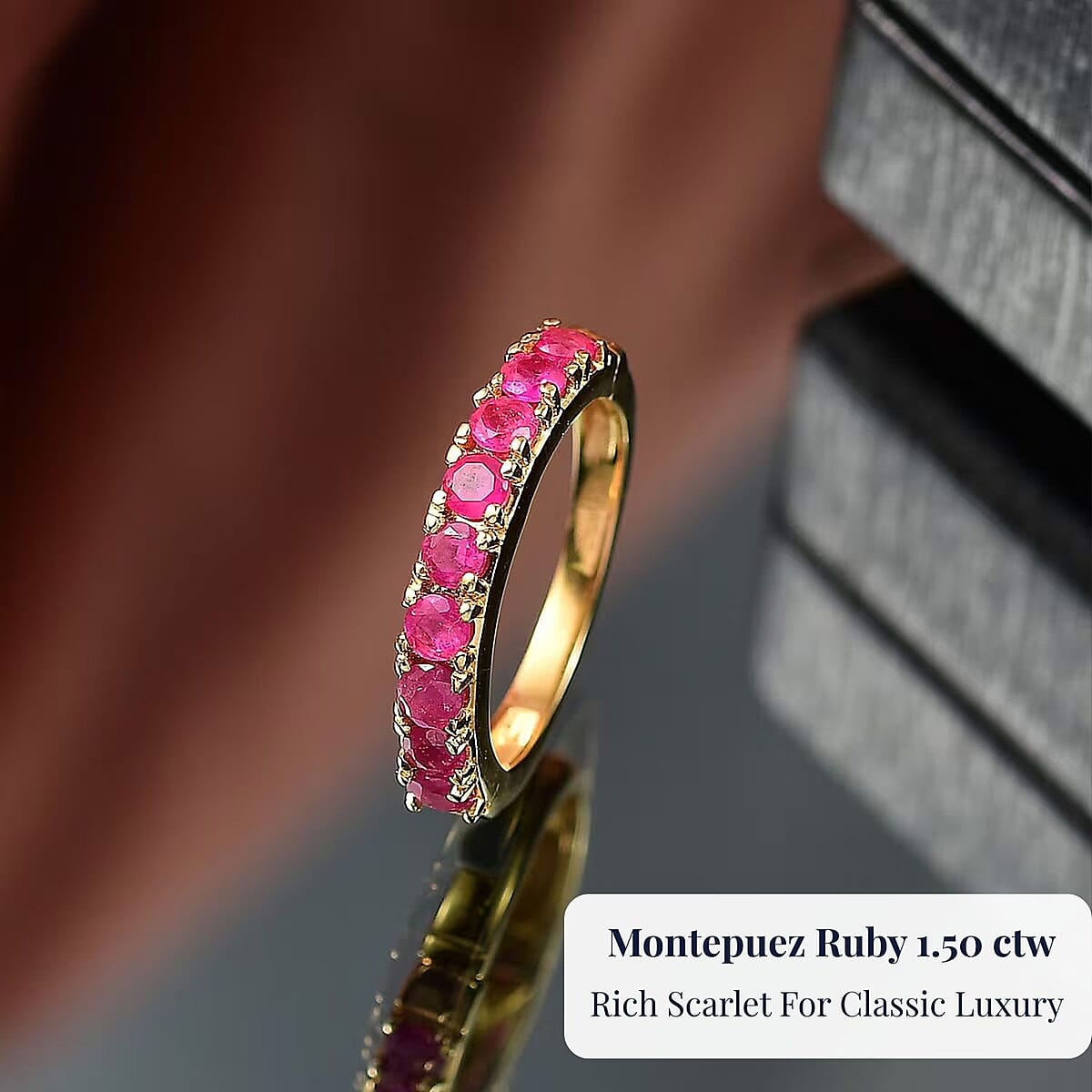 D'Joy Premium Montepuez Ruby 1.50 ctw Eternal Flame Ring in 18K Vermeil Yellow Gold Over Sterling Silver (Size 6.0)  image number 5