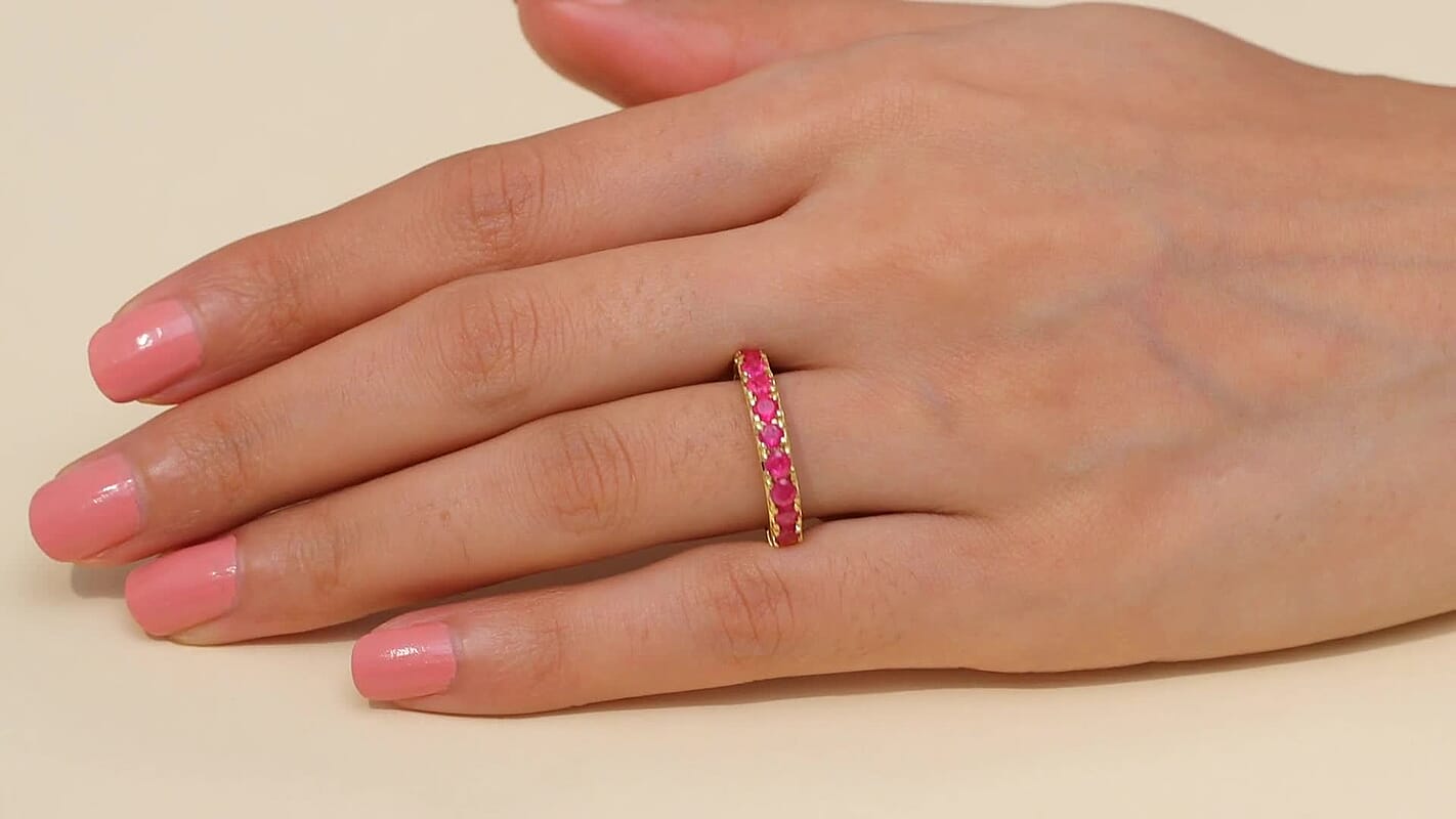 D’Joy Mozambique Ruby Ring in 18K Vermeil YG Over Sterling Silver (Size 7.0) 1.50 ctw