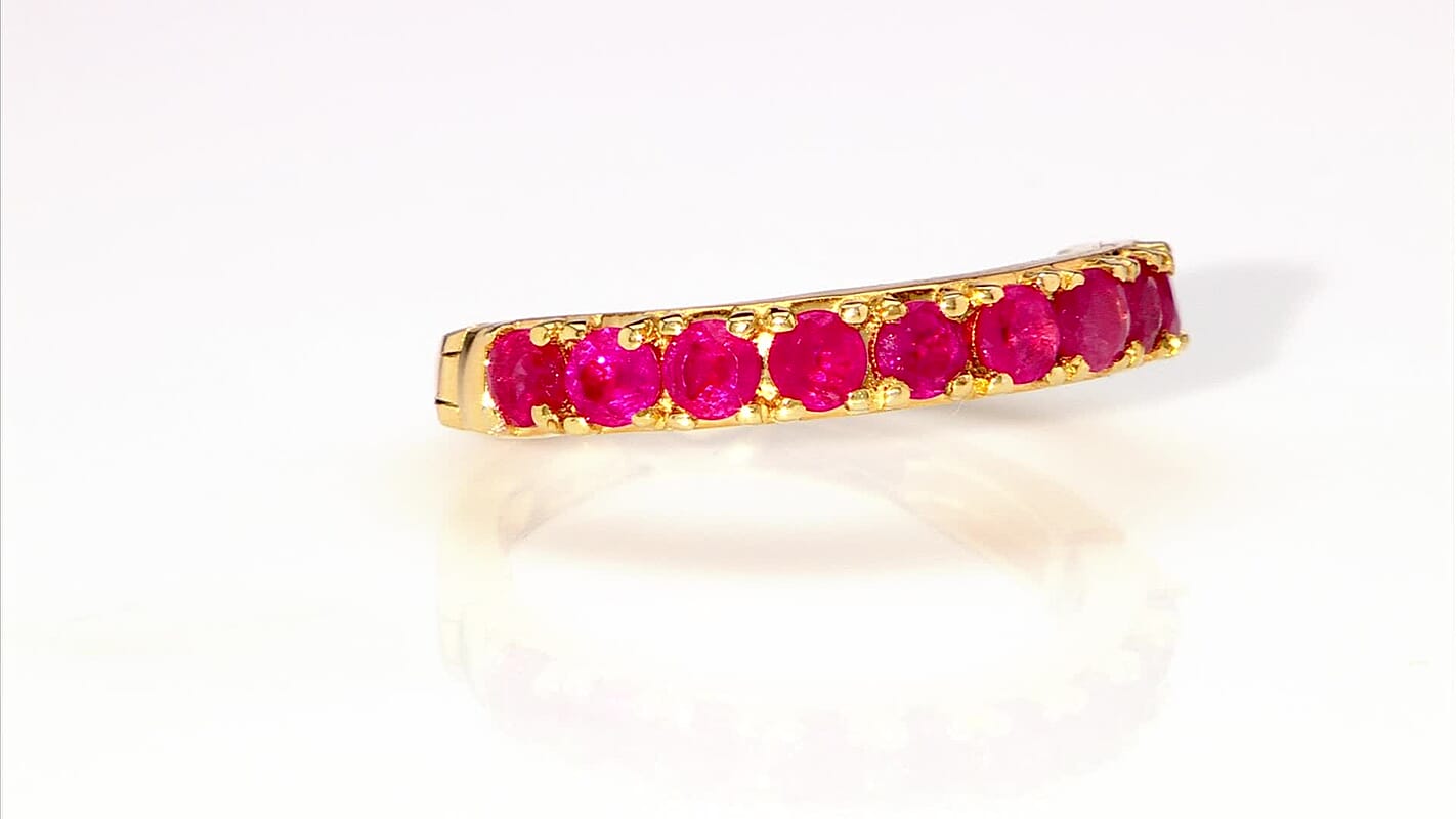 D’Joy Mozambique Ruby Ring in 18K Vermeil YG Over Sterling Silver (Size 7.0) 1.50 ctw