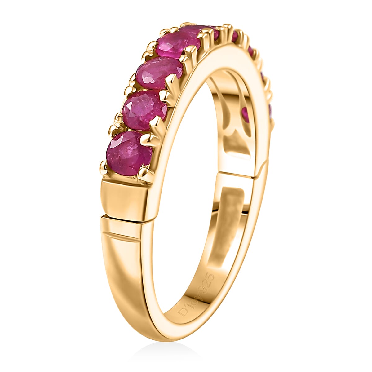 D’Joy Mozambique Ruby 1.50 ctw Eternal Flame Ring in 18K Vermeil Yellow Gold Over Sterling Silver (Size 7.0)  image number 3