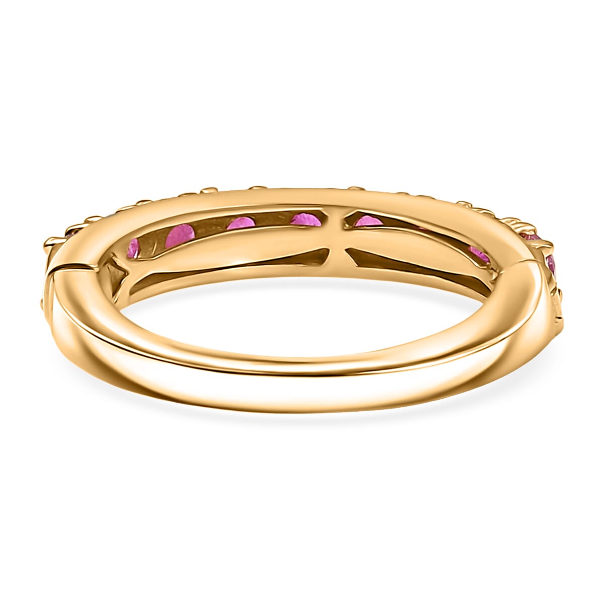D’Joy Mozambique Ruby 1.50 ctw Eternal Flame Ring in 18K Vermeil Yellow Gold Over Sterling Silver (Size 7.0)  image number 4