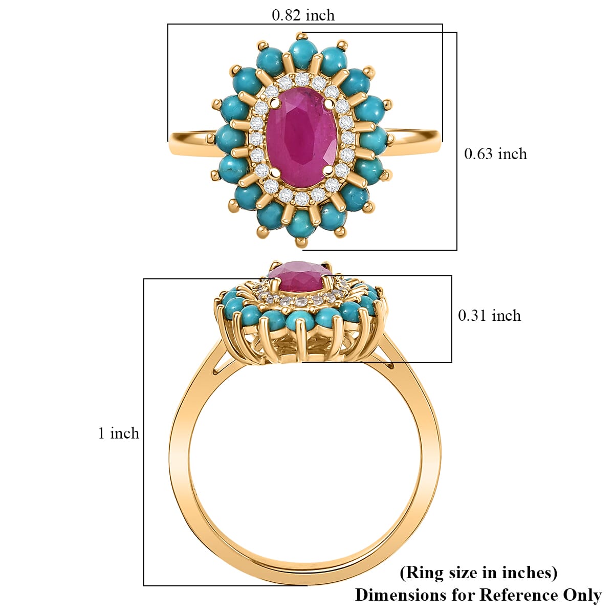 D’Joy Premium Mozambique Ruby, Multi Gemstone Ring in 18K Vermeil YG Over Sterling Silver (Size 10.0) 1.80 ctw image number 5