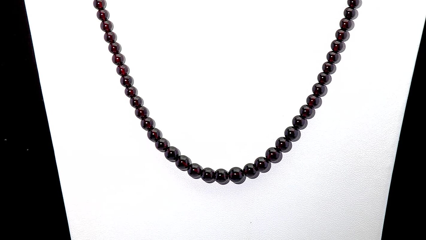 D'Joy AAA Mozambique Garnet 155.00 ctw Celebrity Beaded Necklace in 18K Vermeil Yellow Gold Over Sterling Silver 20 Inches