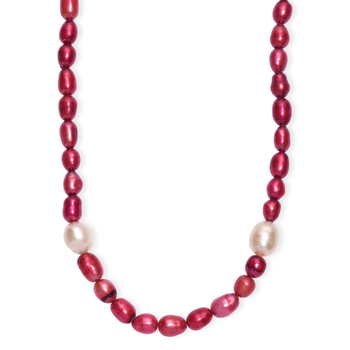 Freshwater Pearl and Pink Freshwater Pearl Necklace in Stainless Steel 18 Inches image number 0