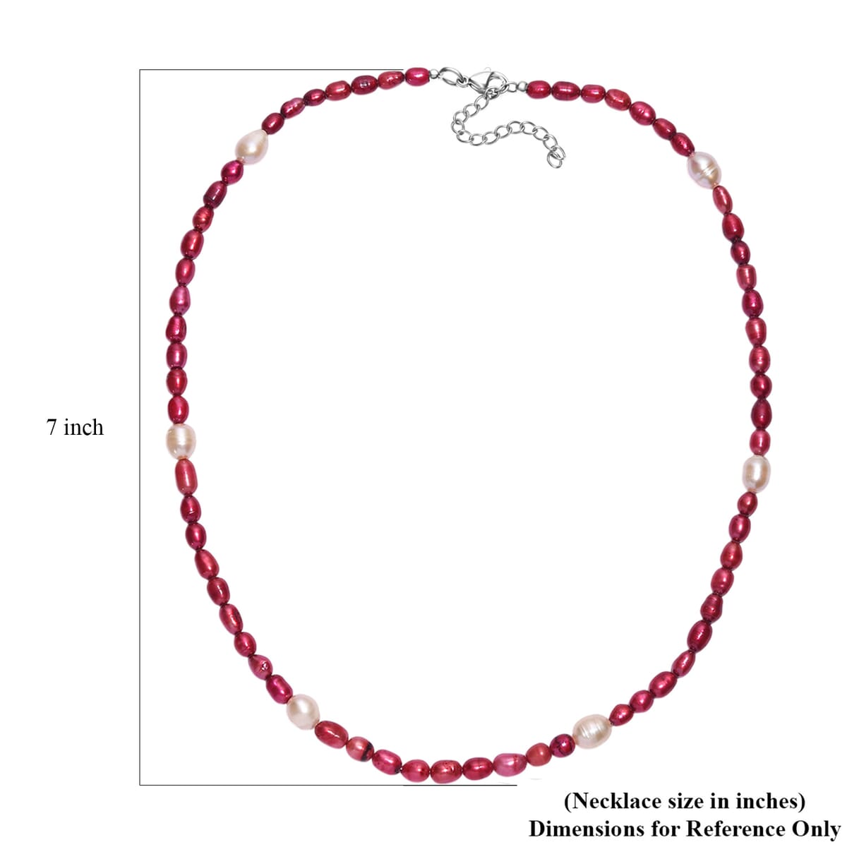 Freshwater Pearl and Pink Freshwater Pearl Necklace in Stainless Steel 18 Inches image number 5