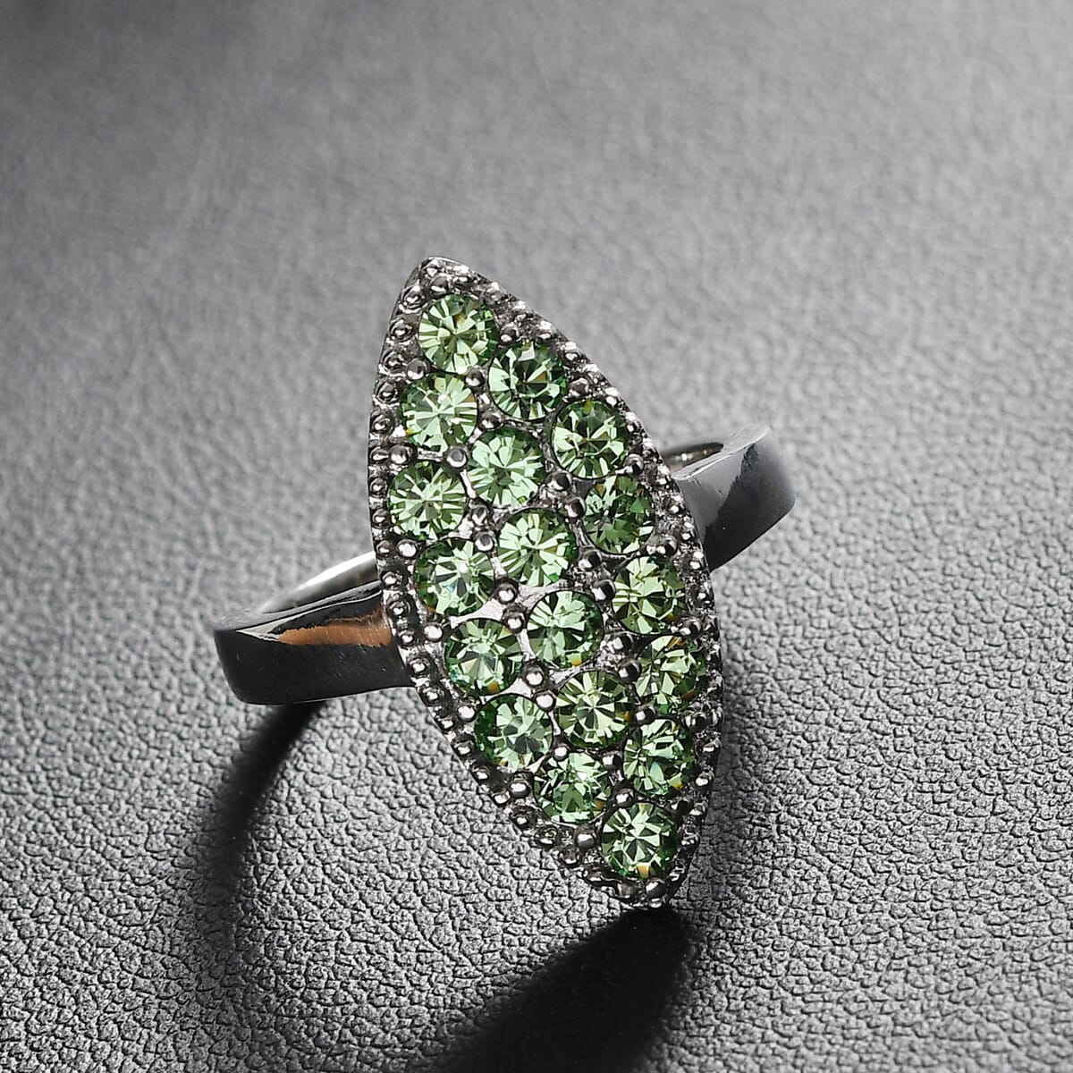 J Francis Embellished with Peridot Crystal by Swarovski Celestial Fern Ring in Stainless Steel (Size 10.0) image number 1