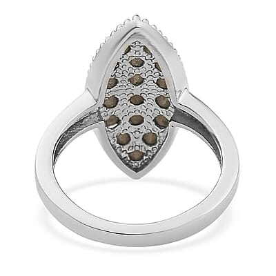 J Francis Embellished with Peridot Color Crystal by Swarovski Celestial Fern Ring in Stainless Steel (Size 10.0)