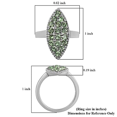 J Francis Embellished with Peridot Color Crystal by Swarovski Celestial Fern Ring in Stainless Steel (Size 10.0)