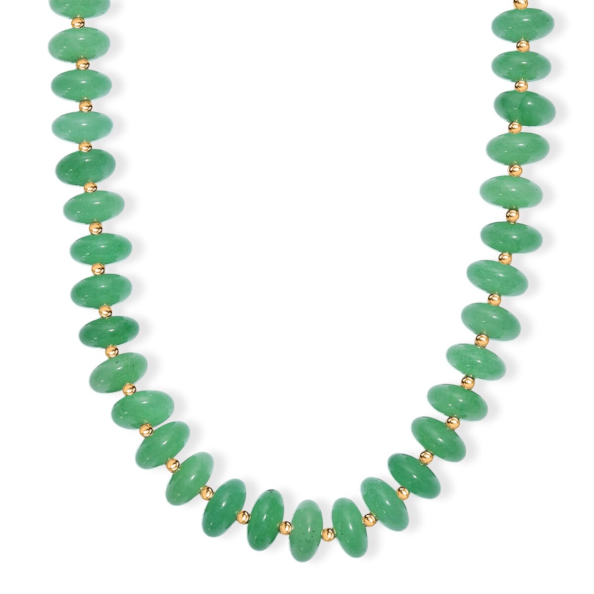 Green Aventurine 235.00 ctw Roundel Beaded Necklace in 18K YG Plated 18 Inches image number 0