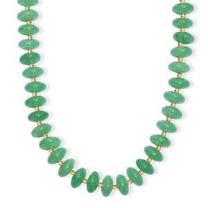 Green Aventurine 235.00 ctw Roundel Beaded Necklace in 18K YG Plated 18 Inches