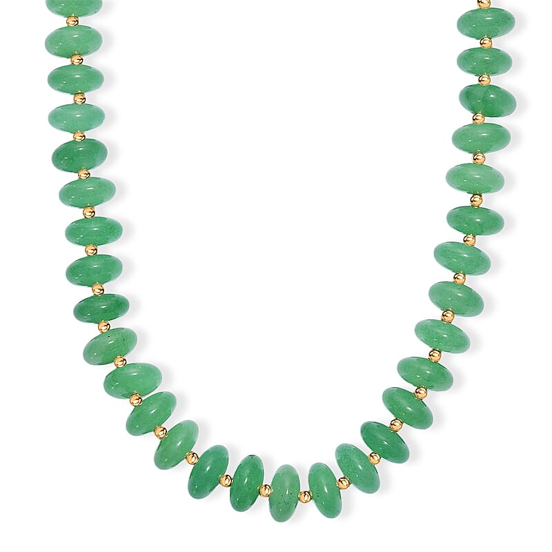 Green Aventurine 235.00 ctw Roundel Beaded Necklace in 18K YG Plated 18 Inches