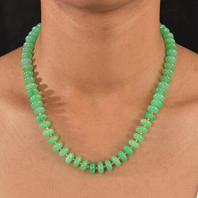 Green Aventurine 235.00 ctw Roundel Beaded Necklace in 18K YG Plated 18 Inches