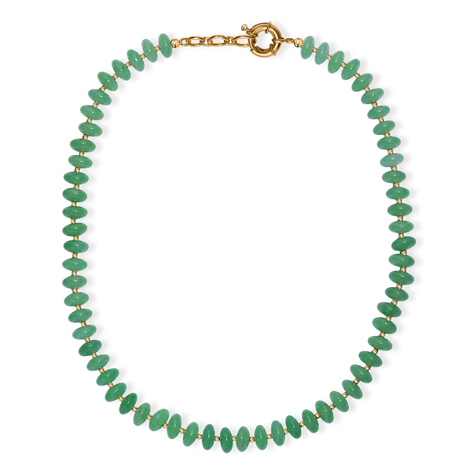 Green Aventurine 235.00 ctw Roundel Beaded Necklace in 18K YG Plated 18 Inches