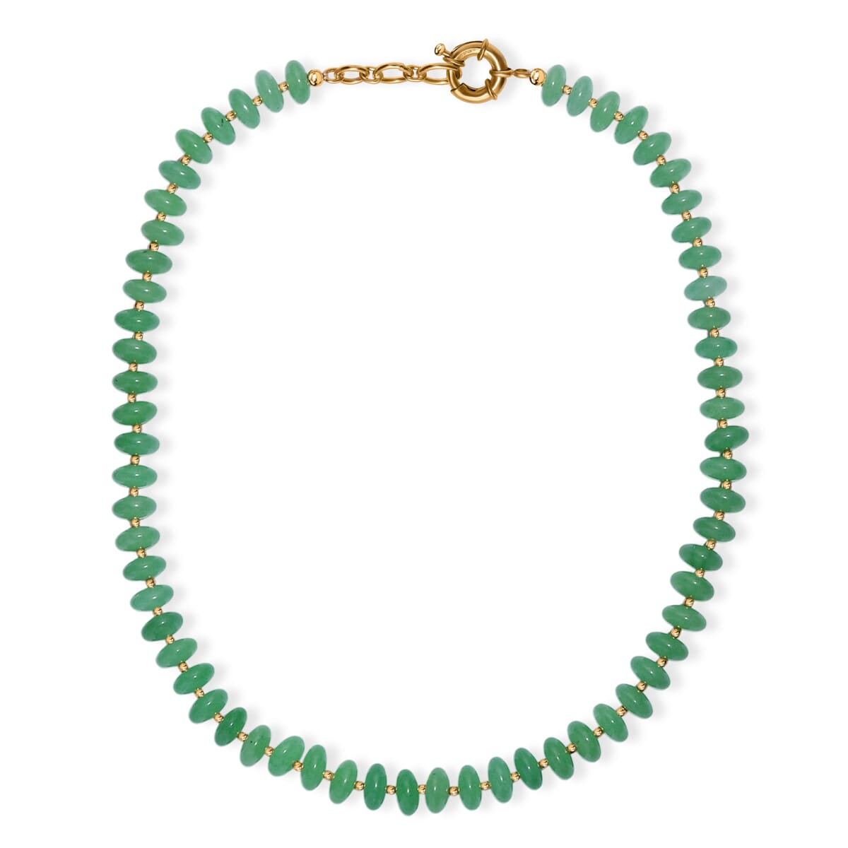 Green Aventurine 235.00 ctw Roundel Beaded Necklace in 18K YG Plated 18 Inches image number 3