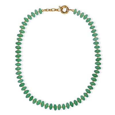 Green Aventurine 235.00 ctw Roundel Beaded Necklace in 18K YG Plated 18 Inches
