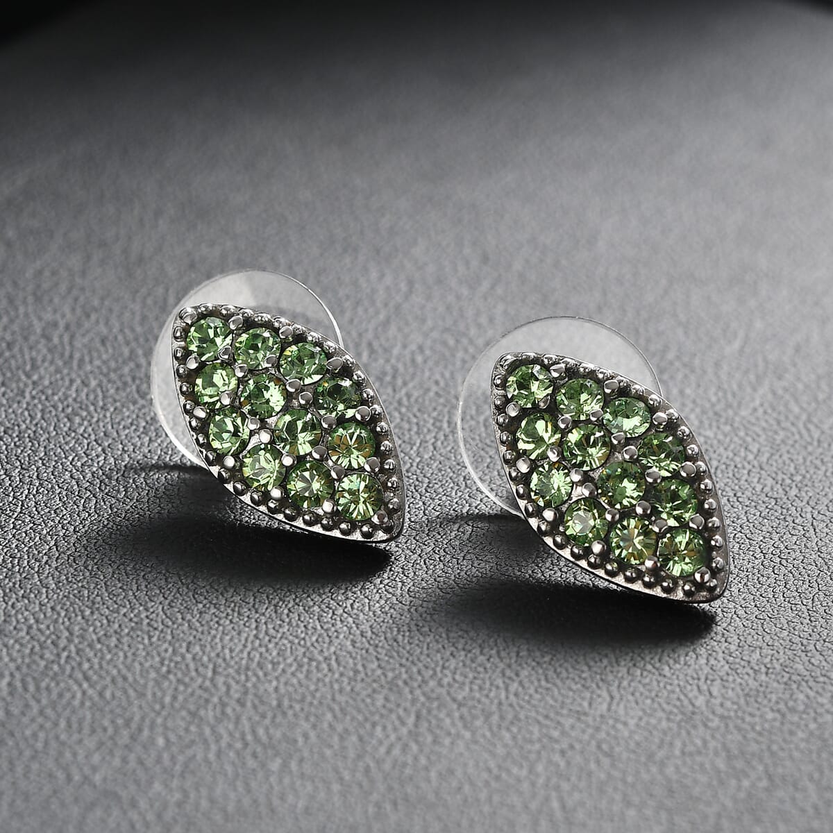 J Francis Embellished with Peridot Crystal by Swarovski Celestial Fern Earrings in Stainless Steel image number 1