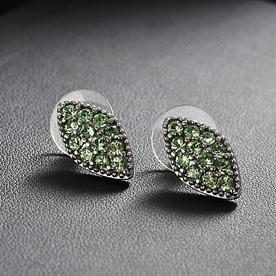 J Francis Embellished with Peridot Crystal by Swarovski Celestial Fern Earrings in Stainless Steel