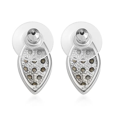 J Francis Embellished with Peridot Crystal by Swarovski Celestial Fern Earrings in Stainless Steel