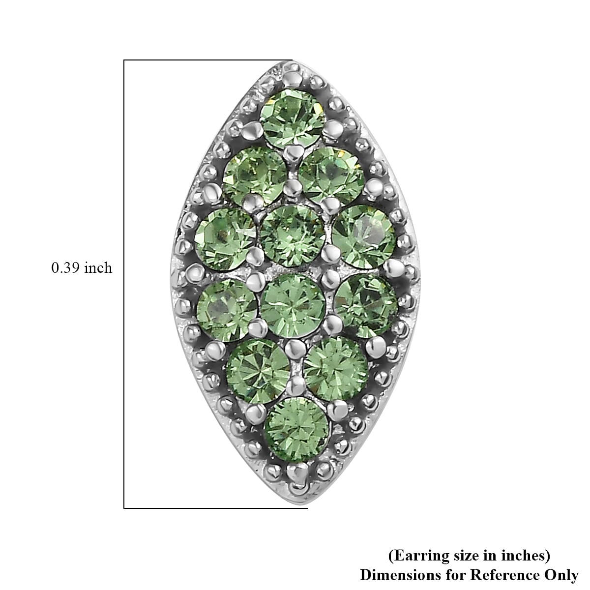 J Francis Embellished with Peridot Crystal by Swarovski Celestial Fern Earrings in Stainless Steel