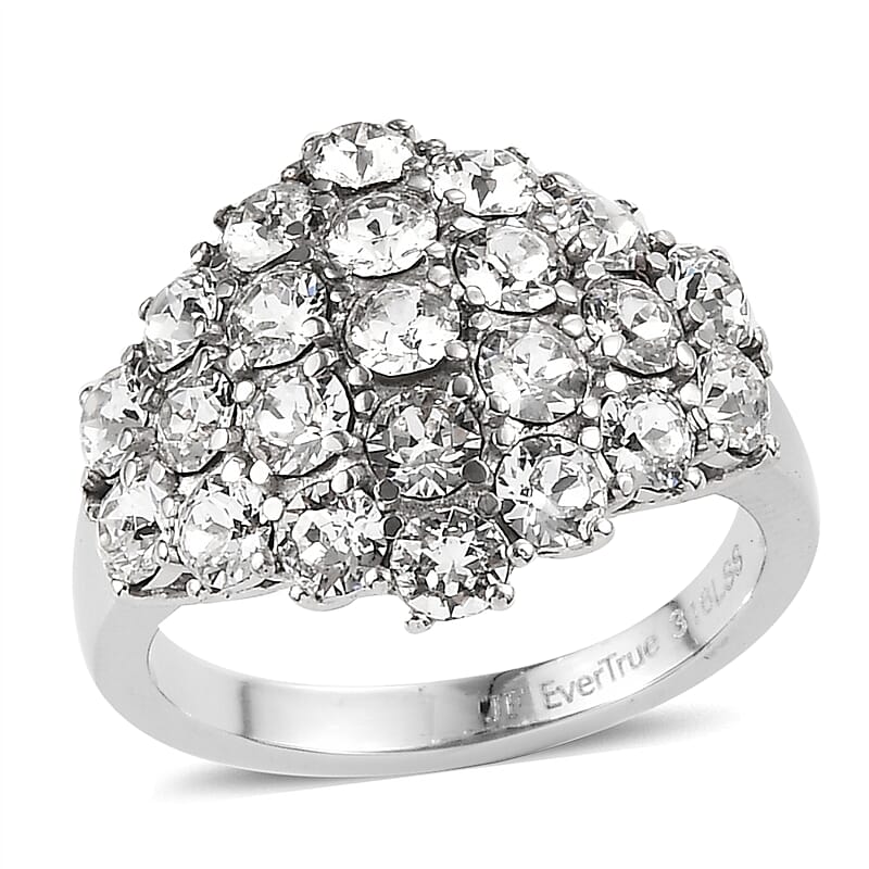 J Francis Embellished with Crystal by Swarovski Clustered Grace Ring in Stainless Steel (Size 5.0)