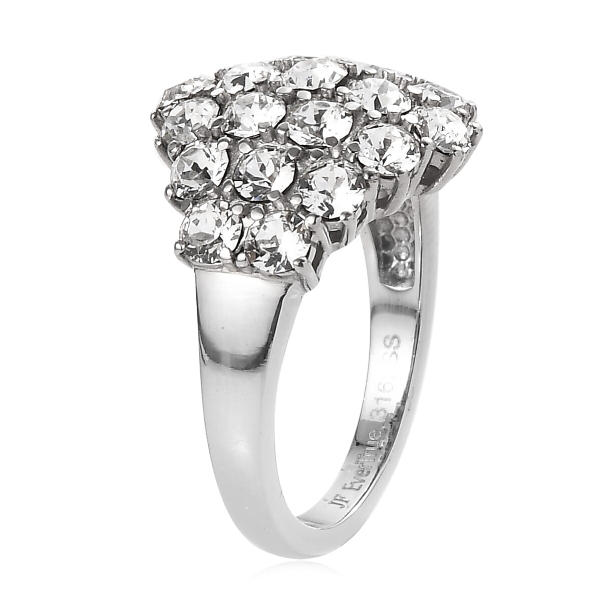 J Francis Embellished with Crystal by Swarovski Clustered Grace Ring in Stainless Steel image number 3