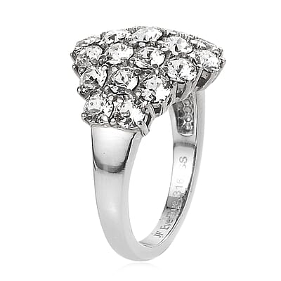 J Francis Embellished with Crystal by Swarovski Clustered Grace Ring in Stainless Steel (Size 5.0)