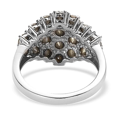J Francis Embellished with Crystal by Swarovski Clustered Grace Ring in Stainless Steel (Size 5.0)